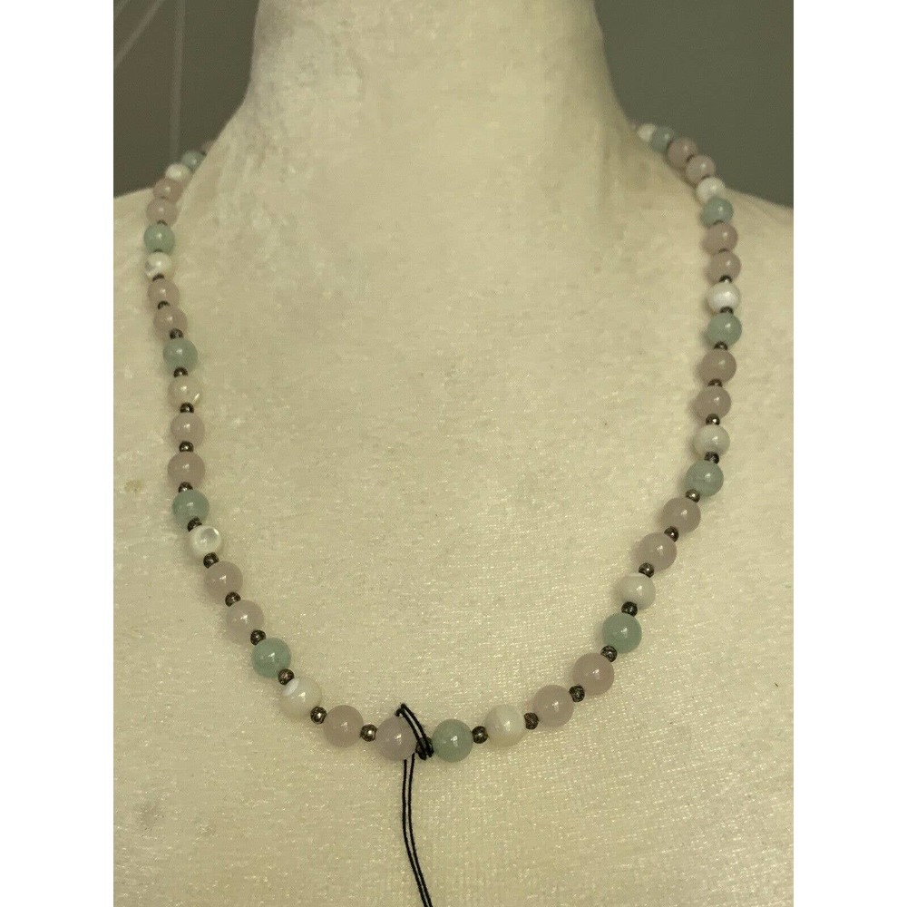 Vintage Gemstone Beaded Necklace Mother of Pearl - Picture 11 of 11